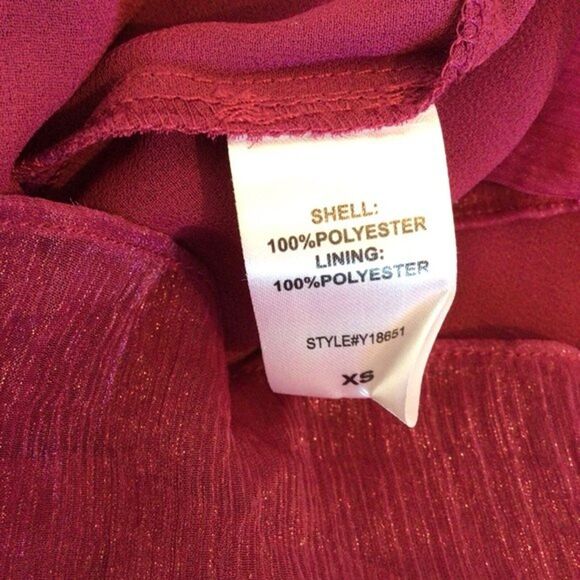 Shimmer Chiffon Top Womens Size XS Magenta Puff Long Sleeve Sheer Blouse Do+Be - Picture 10 of 11